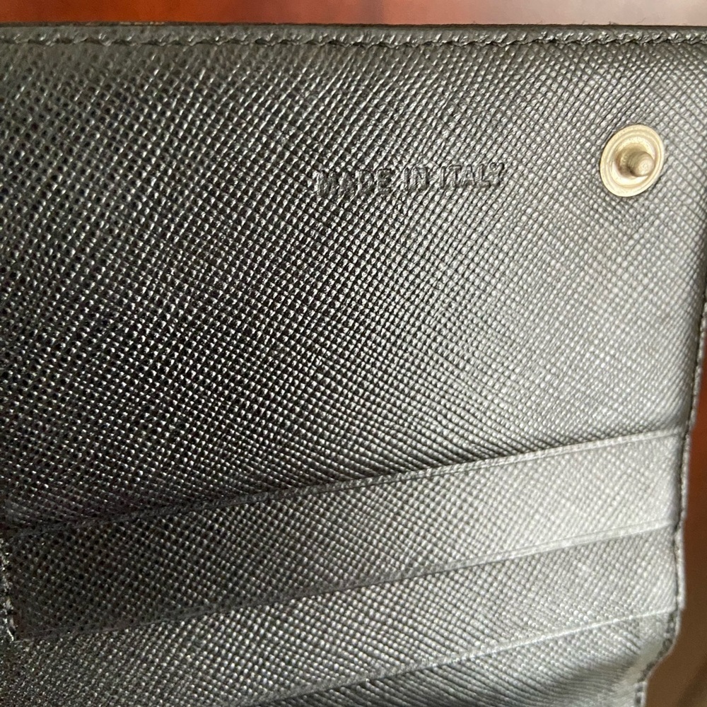 PRADA Tessuto Nylon Saffiano Flap Wallet Black w/ unbranded chain Authentic - Picture 5 of 16